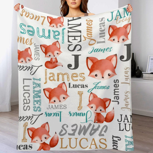 ️Custom Baby Blanket Personalized Baby Blankets for Boys and Girls-fox Animal blanket