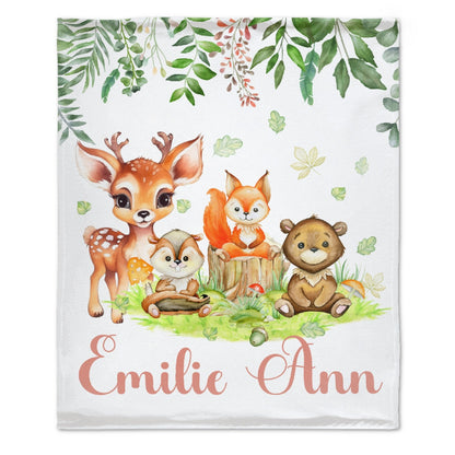 ️Personalized Woodland Animal Names Custom Blanket