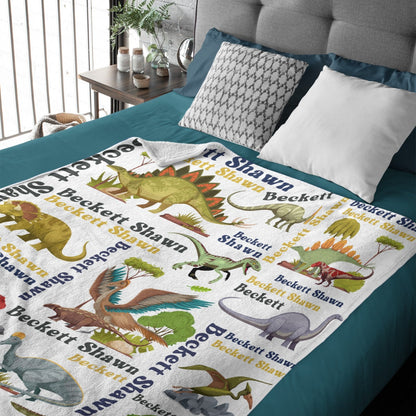 ️Personalized Dinosaur Name Custom Blanket-Gift for Kids