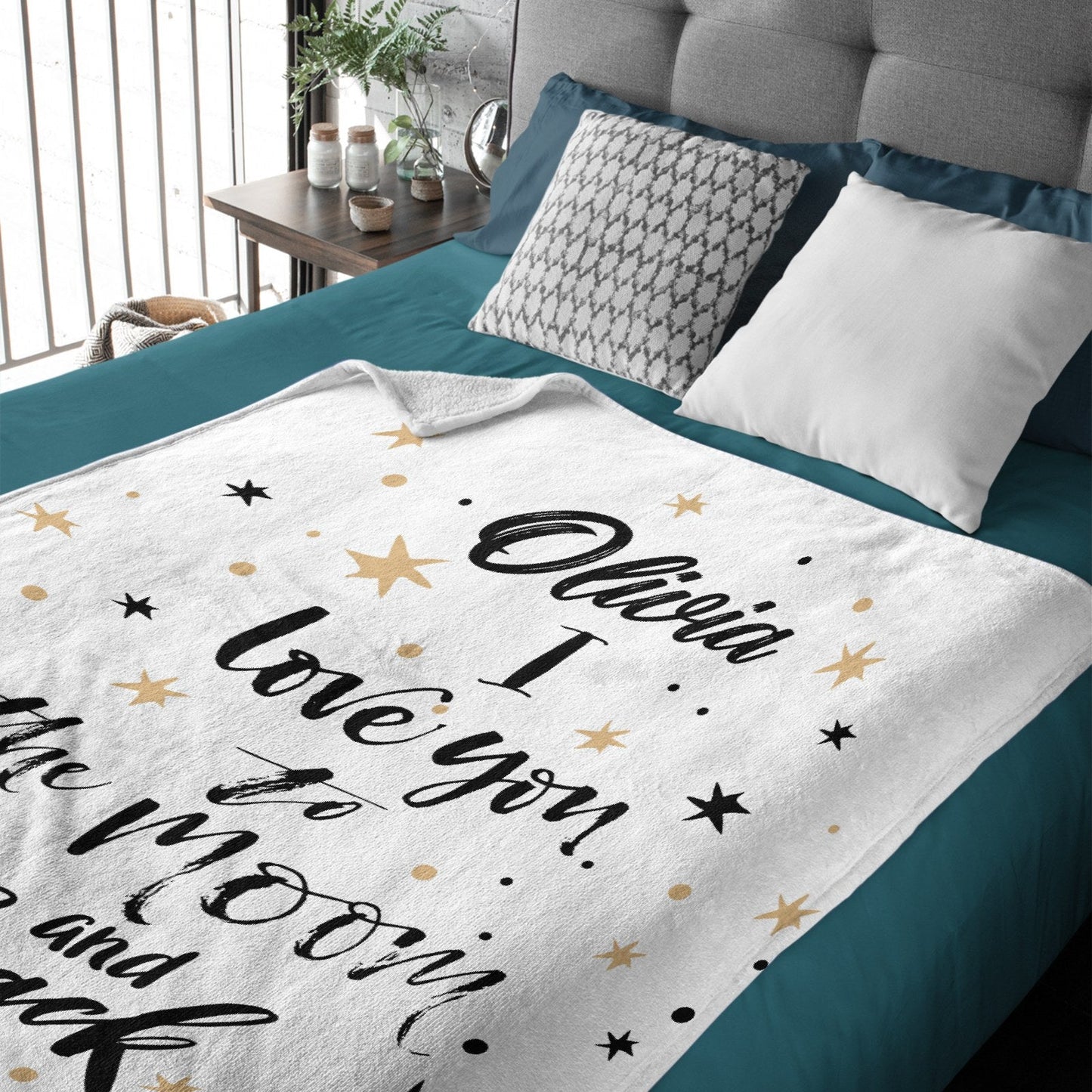 ️I Love You to the Moon and Back Name Custom Blanket