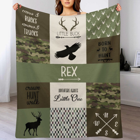 ️Personalized Hunting Theme Blanket - Baby Boys Blanket Newborn Baby Gift