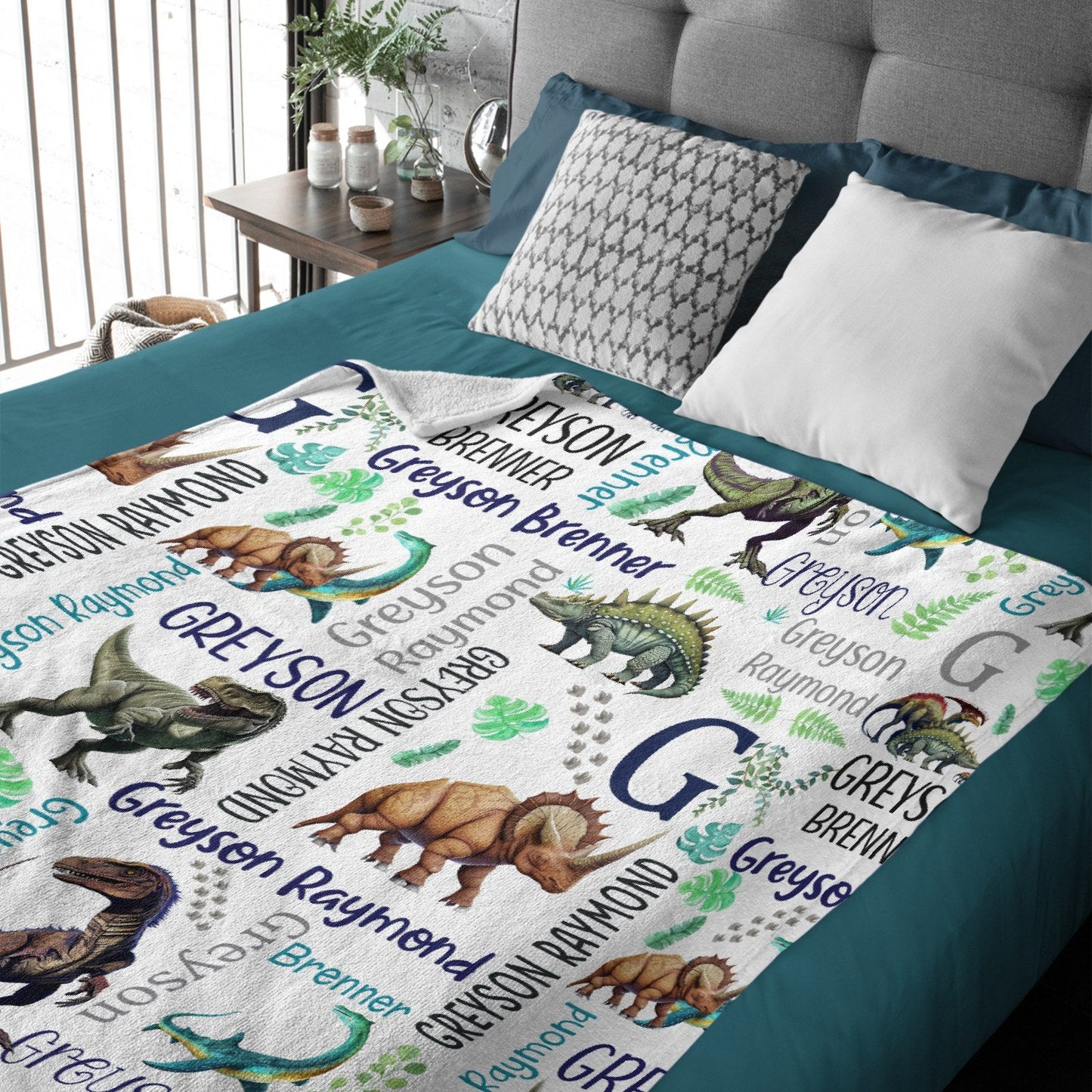 ️Personalized Dinosaur Blanket - Custom Dinosaur Name Blanket