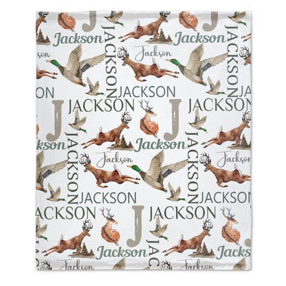 ️Personalized Baby Blanket, Hunting Blanket,Deer, Mallard Duck  Woodland Baby Name, Country Theme Baby Blanket