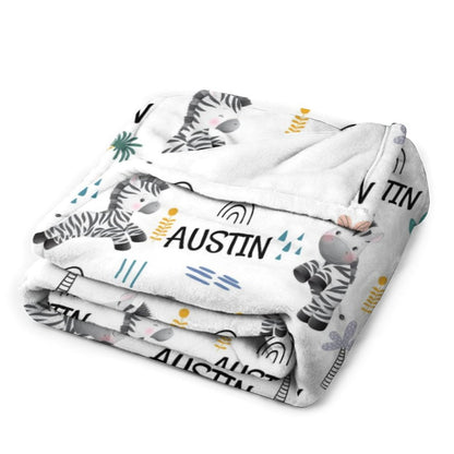 ️Personalized Custom Name Zebra Baby Blanket