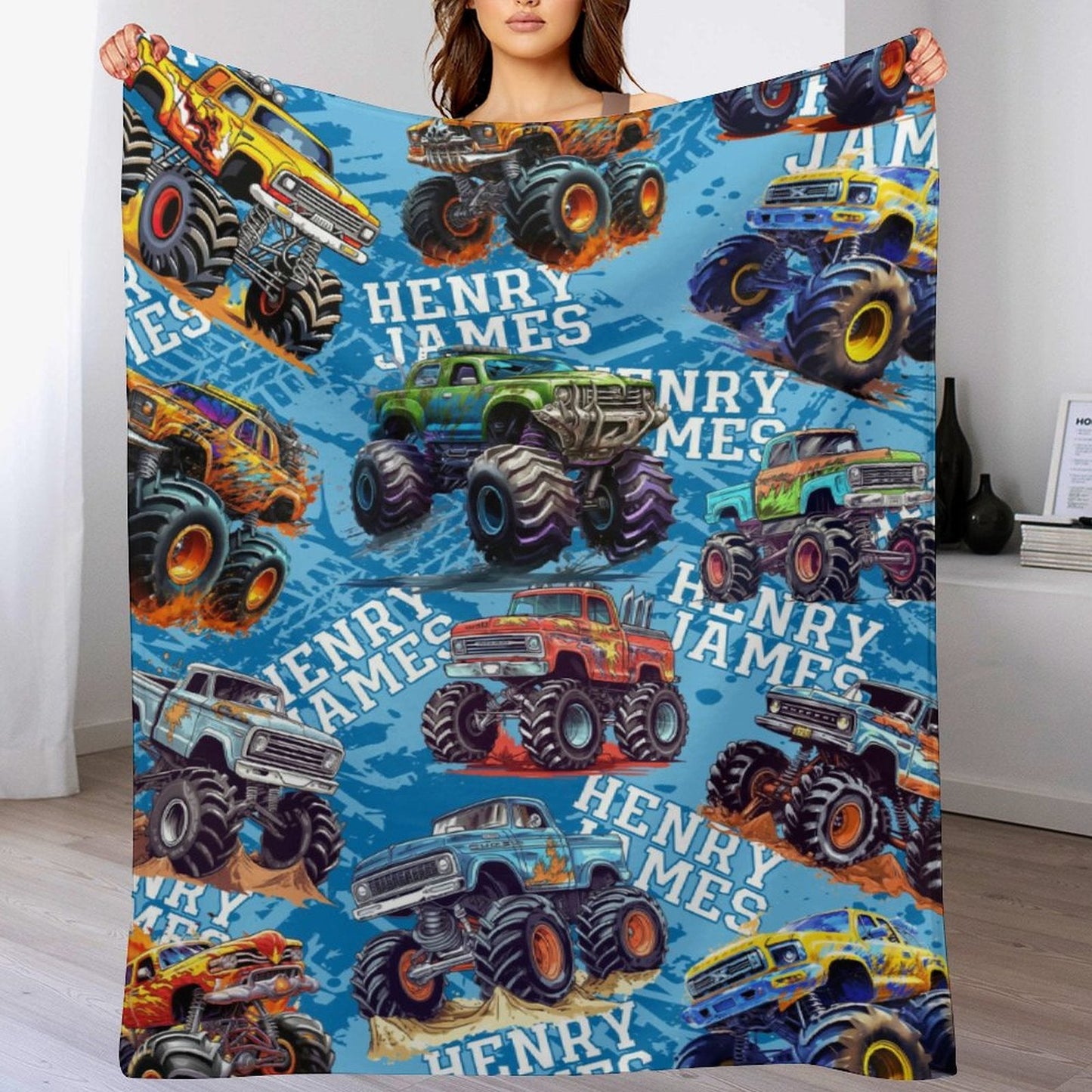 ️Personalized Truck Car Pattern Name Custom Blanket