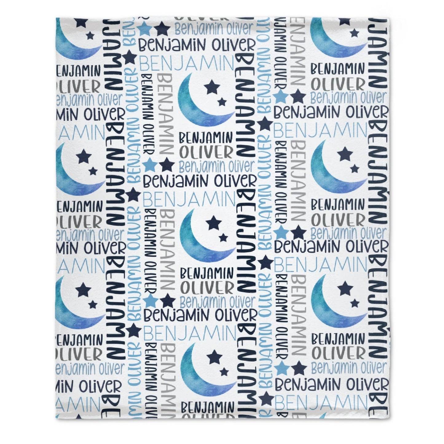 ️Personalized Custom Baby Name Moon and Stars Blanket