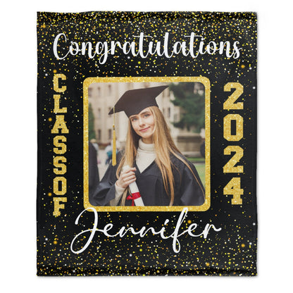 Personalized Graduation Blanket 2024 Custom Photo and Name Congratulations Graduation Gift