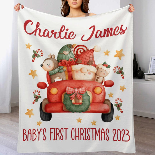 ️Personalized Baby's First Christmas Trip Blanket