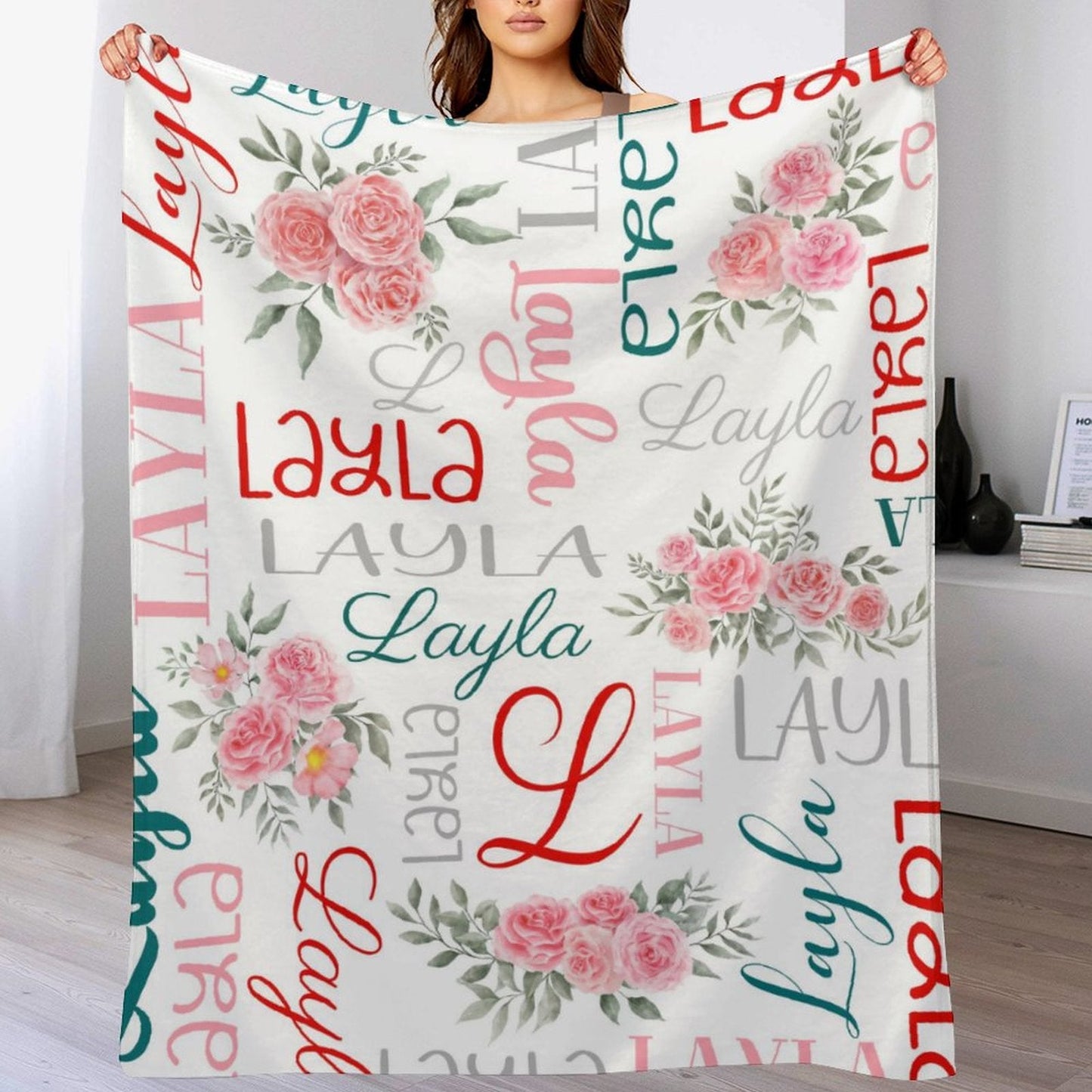 ️Personalized Floral Name Blanket