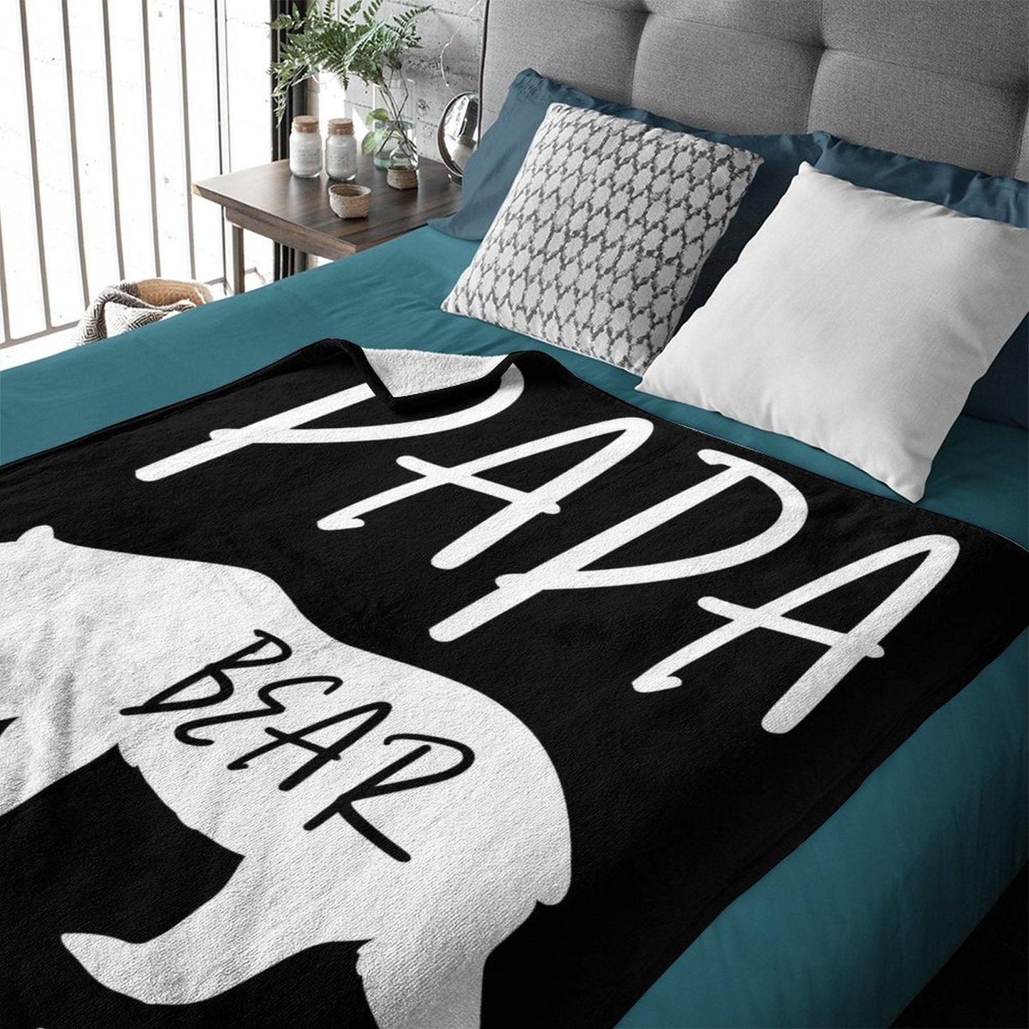 Custom Name Papa Bear Blanket - Gift for Dad