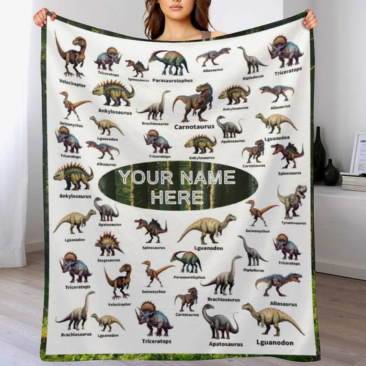 ️Personalized Jurassic Dinosaur Name Custom Blanket