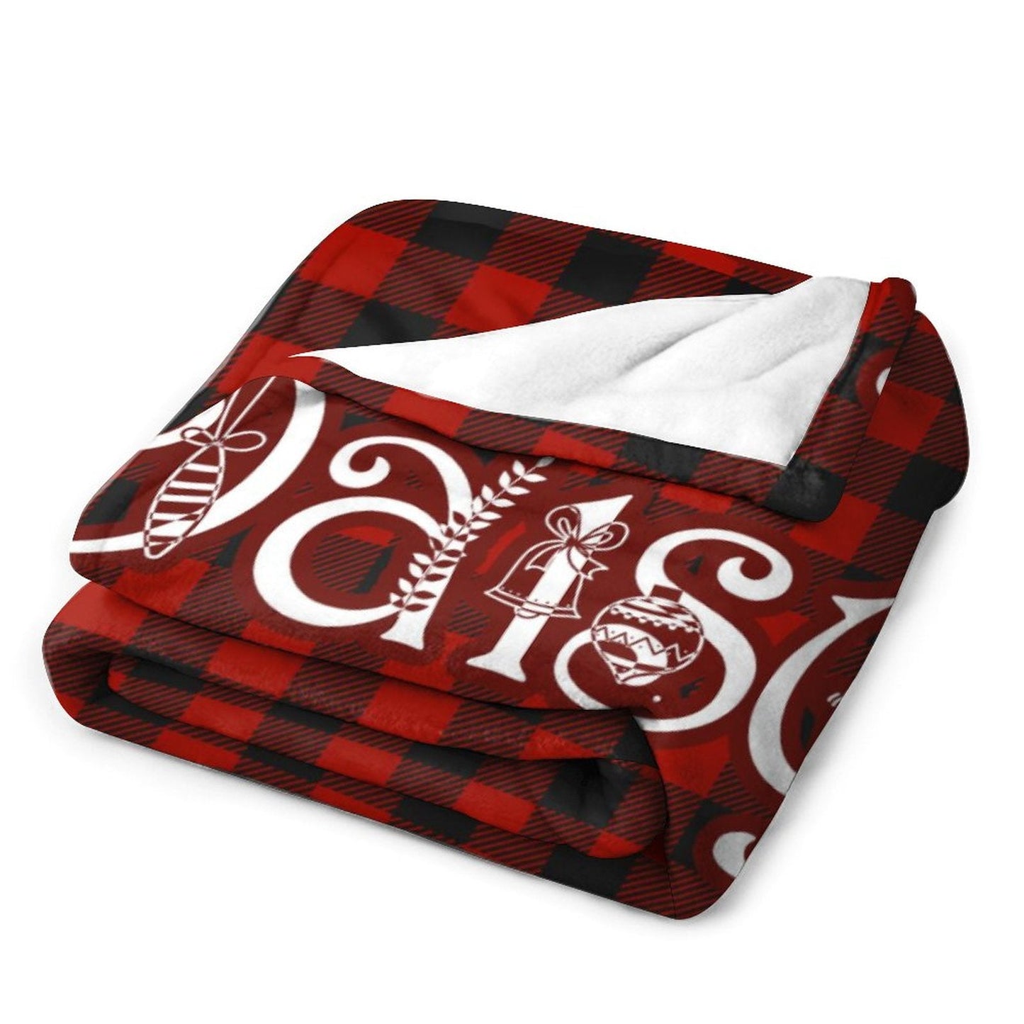 ️Personalized Buffalo Plaid Christmas Checkered Red Snowflake Name Blanket