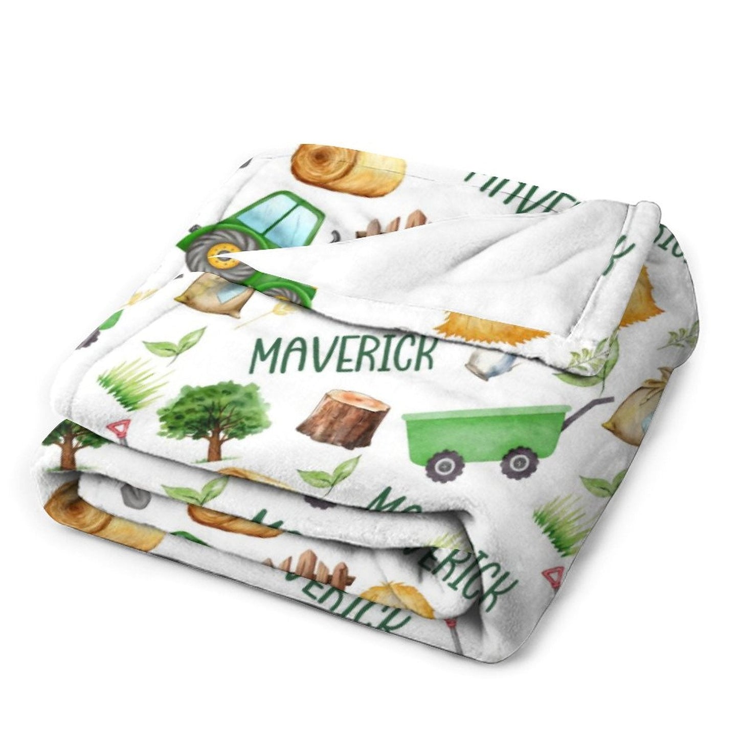 ️Custom Farm Theme Tractor Baby Name Blanket