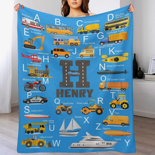 ️Personalized Engineering Vehicle Kids Blanket with Initials