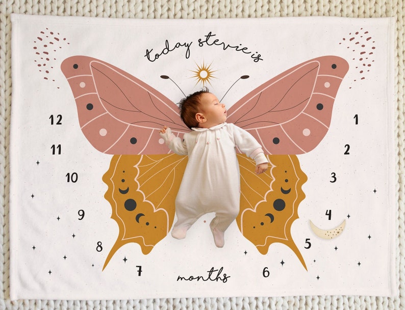 ️ Boho Mystical Butterfly Wings - Baby Name Blanket