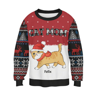 Cat Mom Dad Pattern - Personalized Custom All-Over-Print Sweatshirt