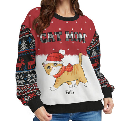 Cat Mom Dad Pattern - Personalized Custom All-Over-Print Sweatshirt