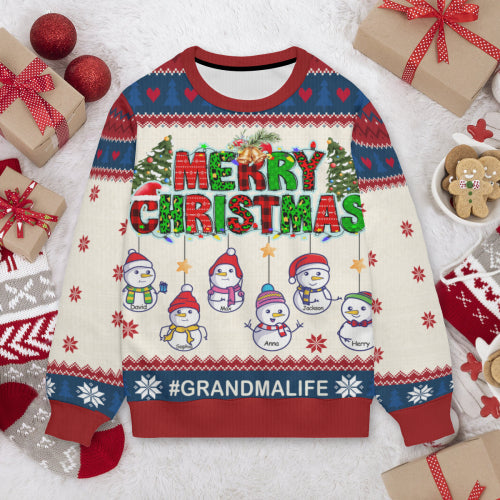 Snowman Christmas Ugly Sweater For Parents GrandParents