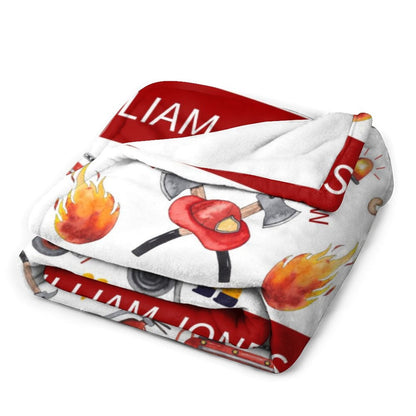 ️Personalized Custom Name Baby Blanket - Fire Service Firetruck Fireman