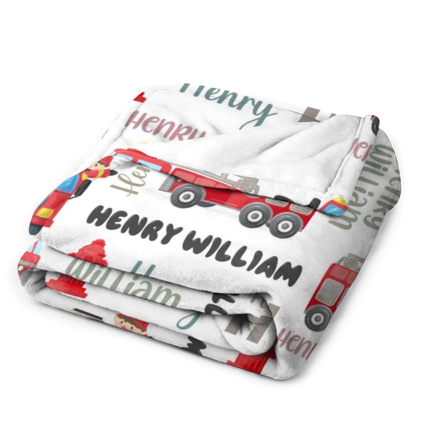 ️Personalized Name FireTruck Theme Baby Blanket