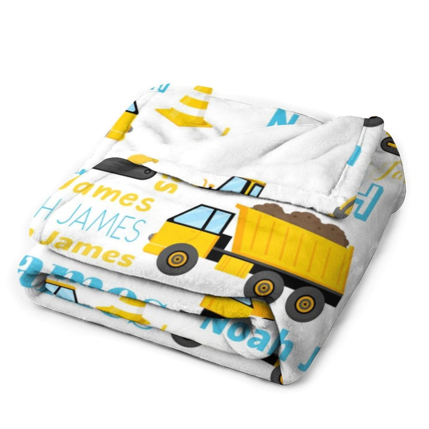 ️Personalized Toddler Blanket Light Construction Truck Kids Custom Blanket