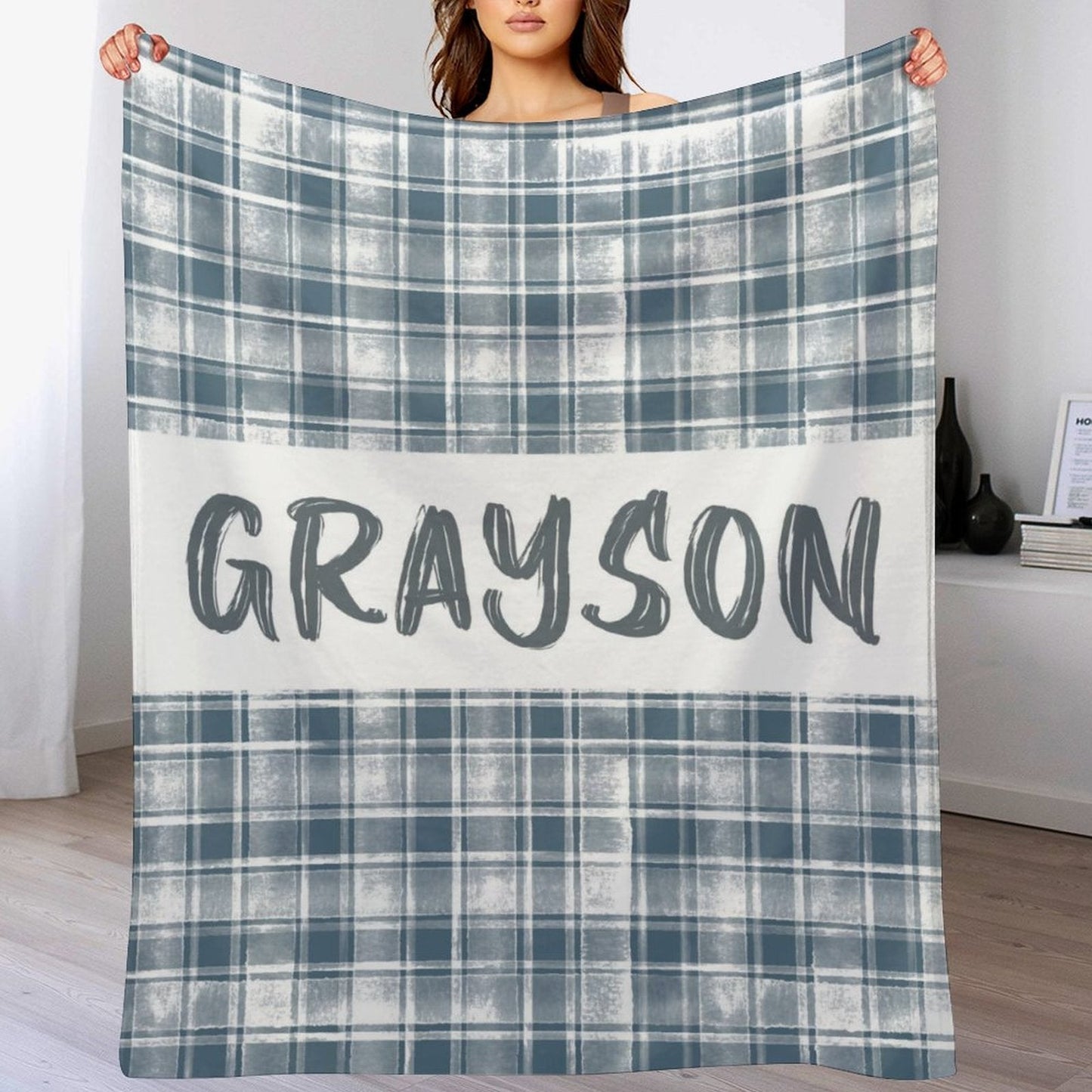 ️Personalized Plaid Baby Neutral Name Blanket