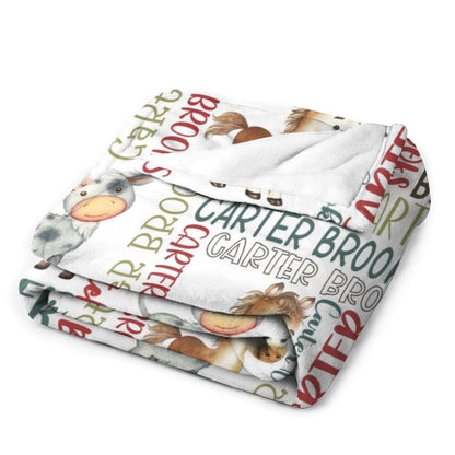 ️Personalized Farm Animal Blanket - Custom Name - Gift - Farm Blanket