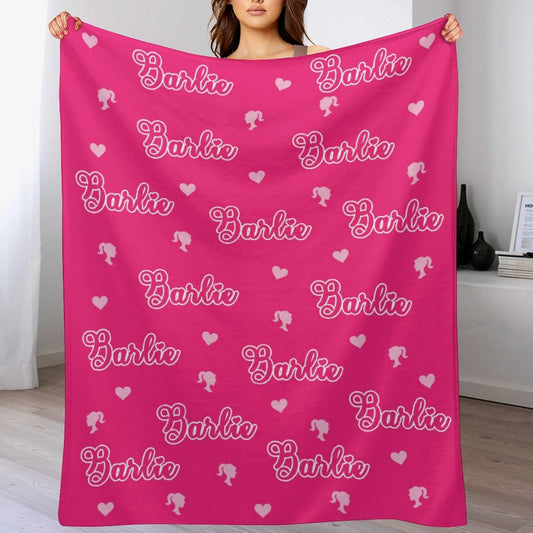 ️Girls Personalized Name Custom Pink Blanket