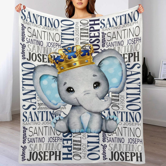 ️Elephant Name Personalized Blanket - Gift Ideas for Kids