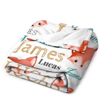 ️Custom Baby Blanket Personalized Baby Blankets for Boys and Girls-fox Animal blanket