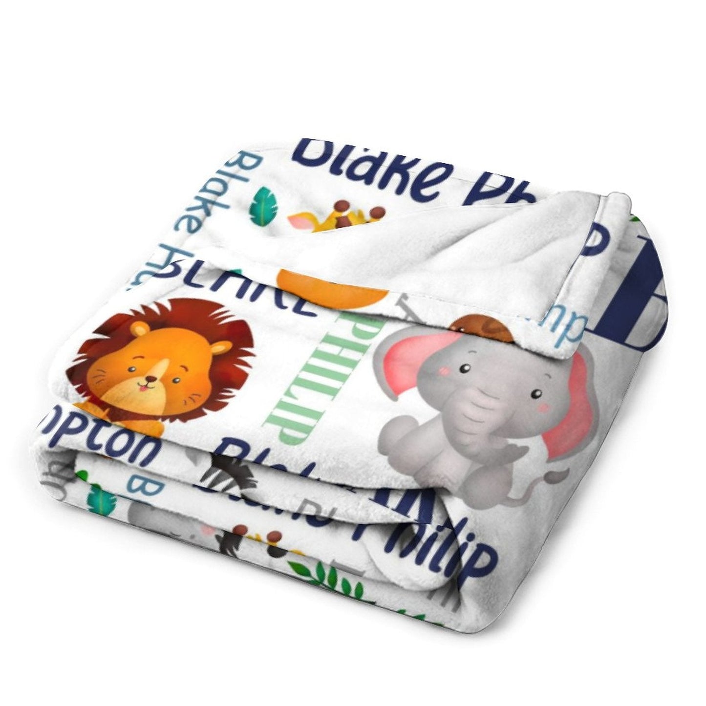 ️Personalized Blanket - Custom Name Jungle Animal Blanket - Sherpa Throw Blanket - Animal Blanket