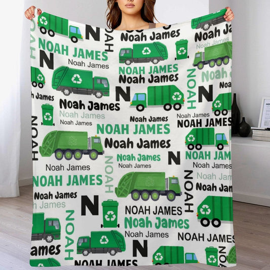 ️Personalized Custom Garbage Truck Blanket for Boys