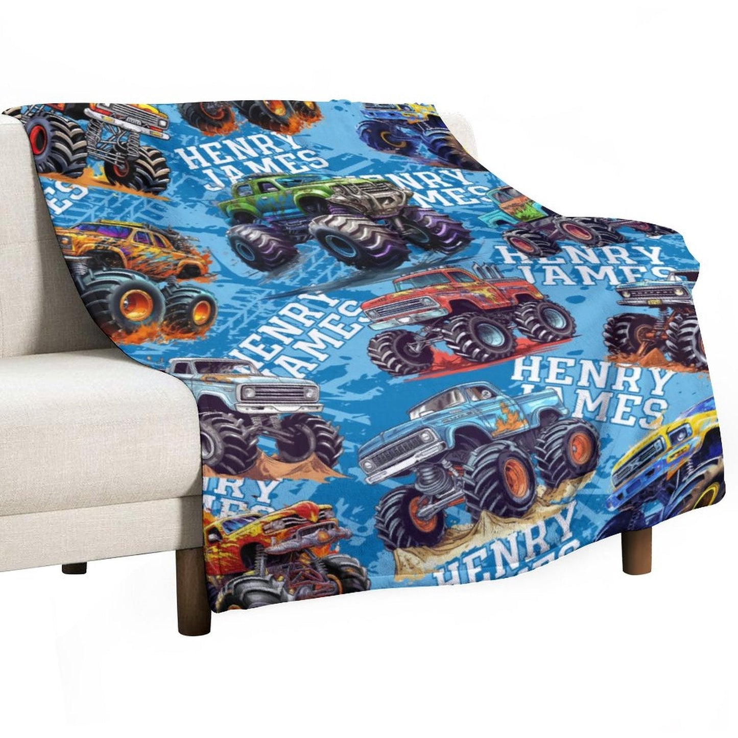 ️Personalized Truck Car Pattern Name Custom Blanket