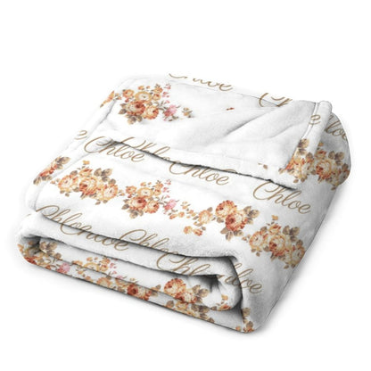 ️Personalizrd Vintage Floral Swaddle Blanket - Newborn Baby Name Blanket - Baby Shower Gift