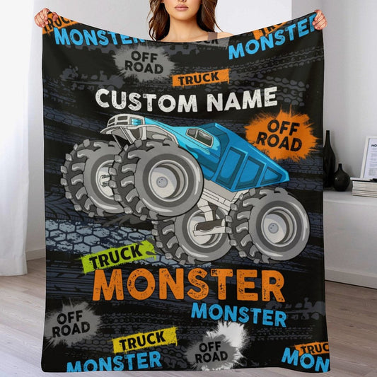 ️Custom Name Cartoon Truck Blanket
