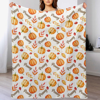 ️Fall Pumpkin Swaddle Personalize Baby Blanket