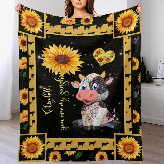 ️Personalized Cow Blanket - You are my sunshine