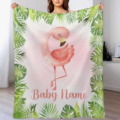 ️Custom Baby Animals Blanket Gift for Baby Girls Boys - Famingo