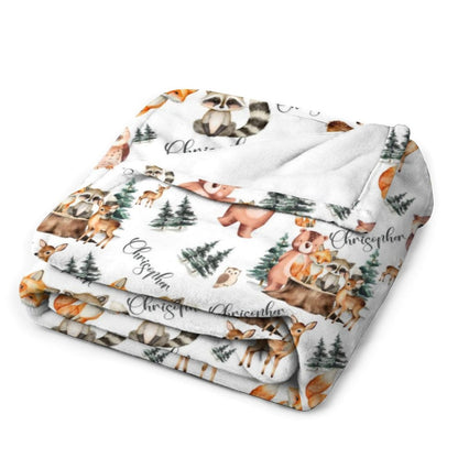 ️Personalized Woodland Animal Custom Baby Blanket