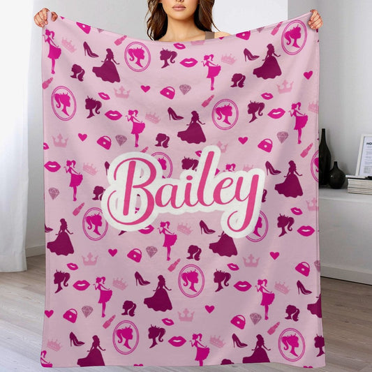 ️Personalized Name Custom Pink Party Blanket