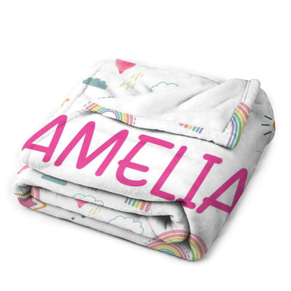 ️Personalized Custom Name Baby Toddler Rainbow Blanket