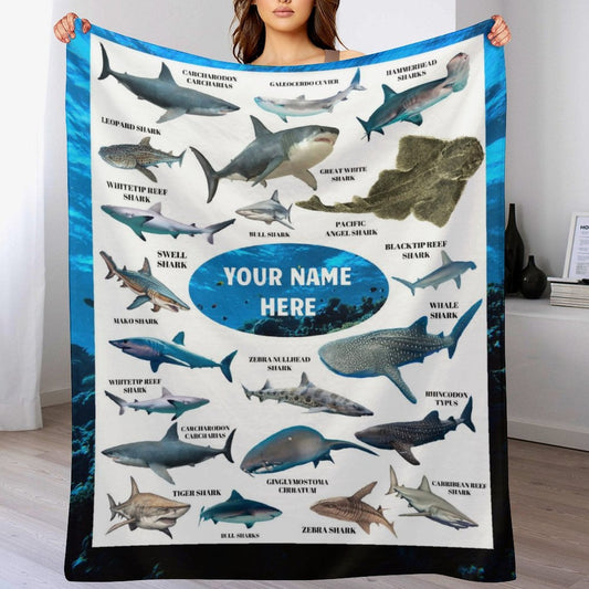 ️Personalized Name Shark Blanket for Kids