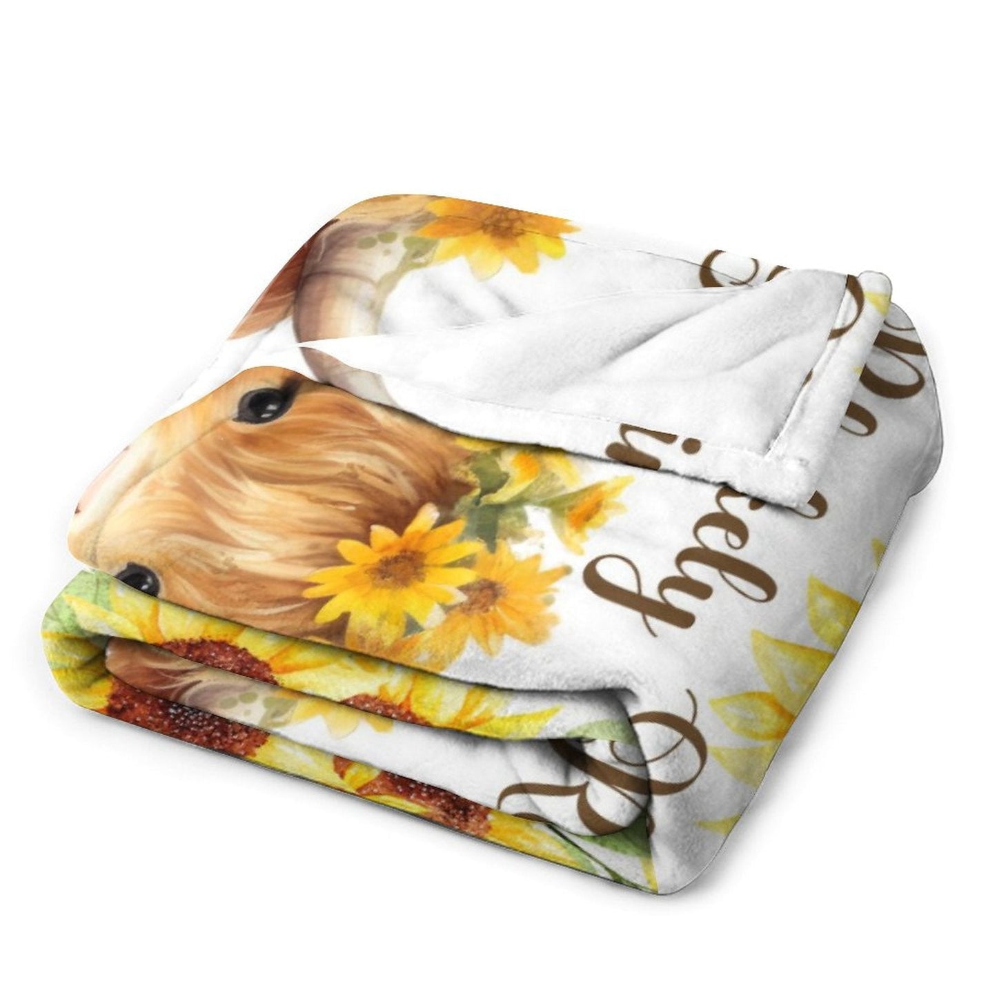 ️Highland Cow Fall Floral Personalized Baby Girl Name Blanket