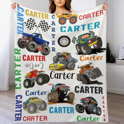 ️Personalized Name Customized Monster Truck Blanket