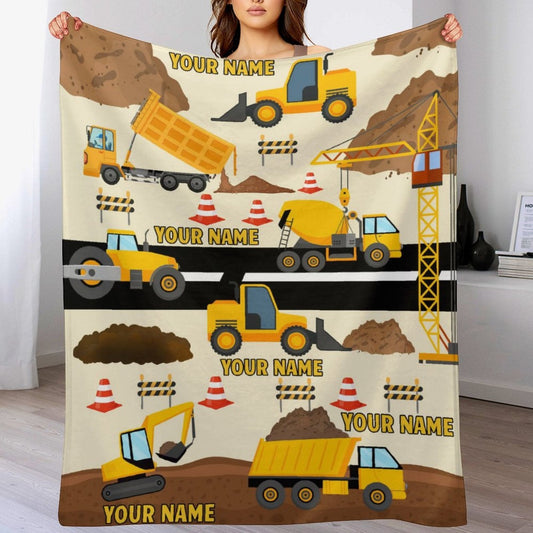 ️Personalized Name Construction Site Kids Blanket