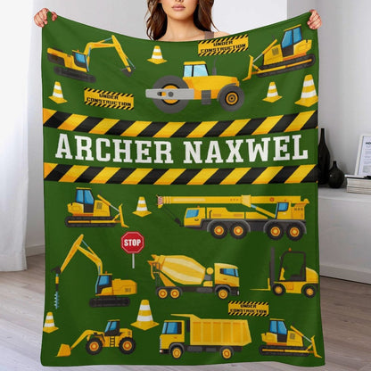 ️Personalized Name Custom Construction Vehicle Theme Blanket