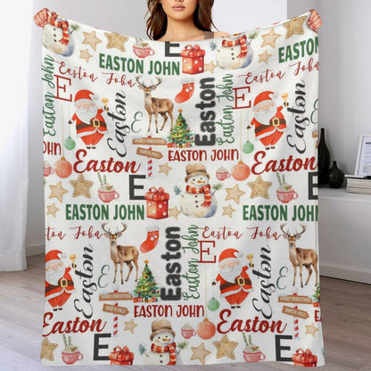 ️Personalized Christmas Baby Name Pattern Blanket