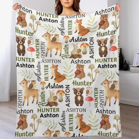 ️Forest Animals Personalized Custom Name Blanket