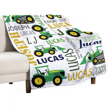 ️Personalized Farm Tractor Name Custom Blanket