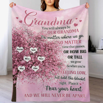 We Will Never Be Apart Grandma - Personalized Blanket - Birthday Mother's Day Gift For Mom, Grandma, Nana